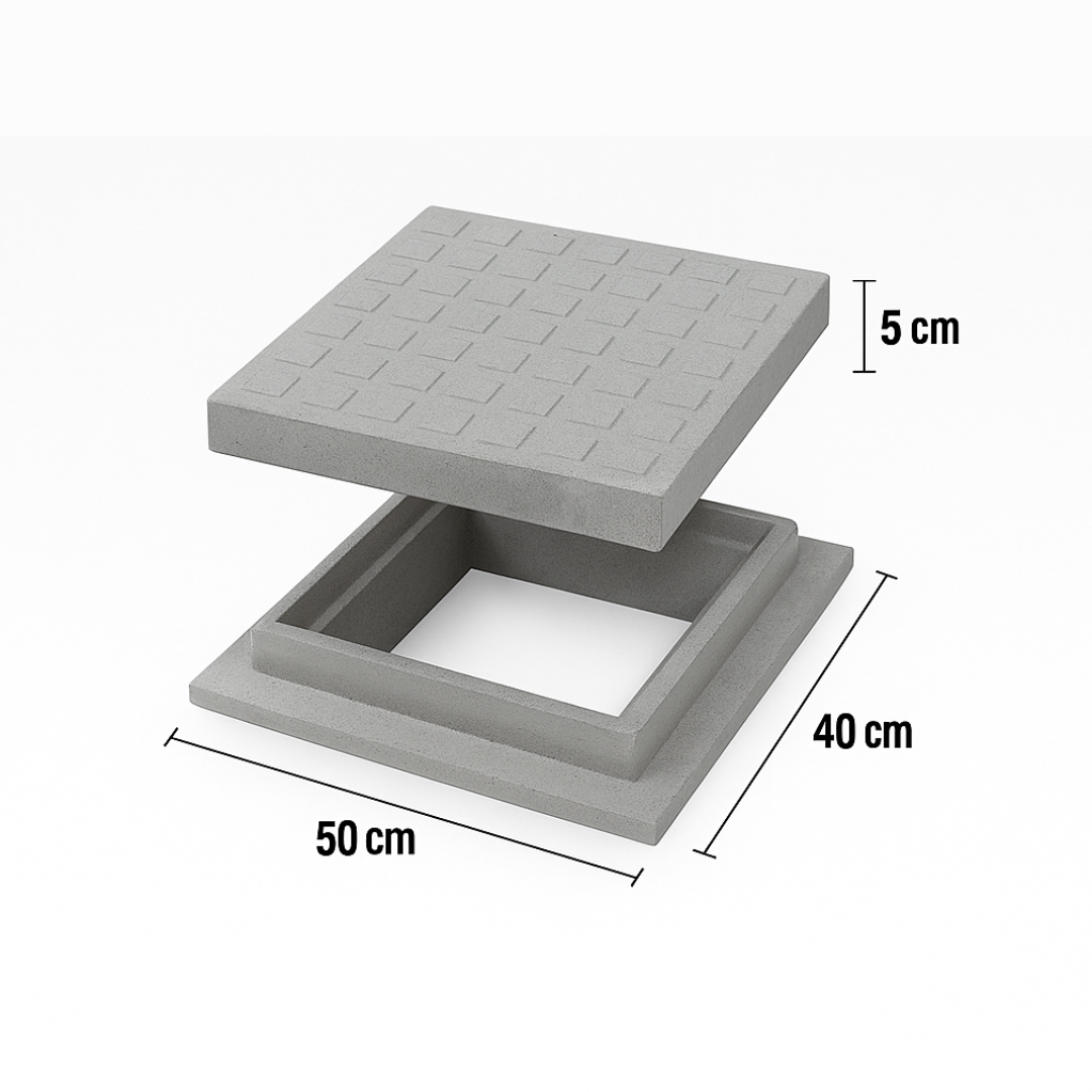 Caixa de Inspeção 40x40 com Tampa (5cm) e Requadro 50x50x10cm