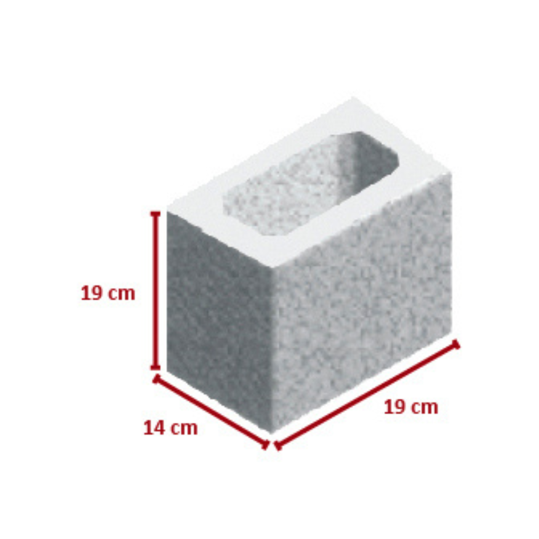 Meio Bloco de Concreto 14x19x19 cm