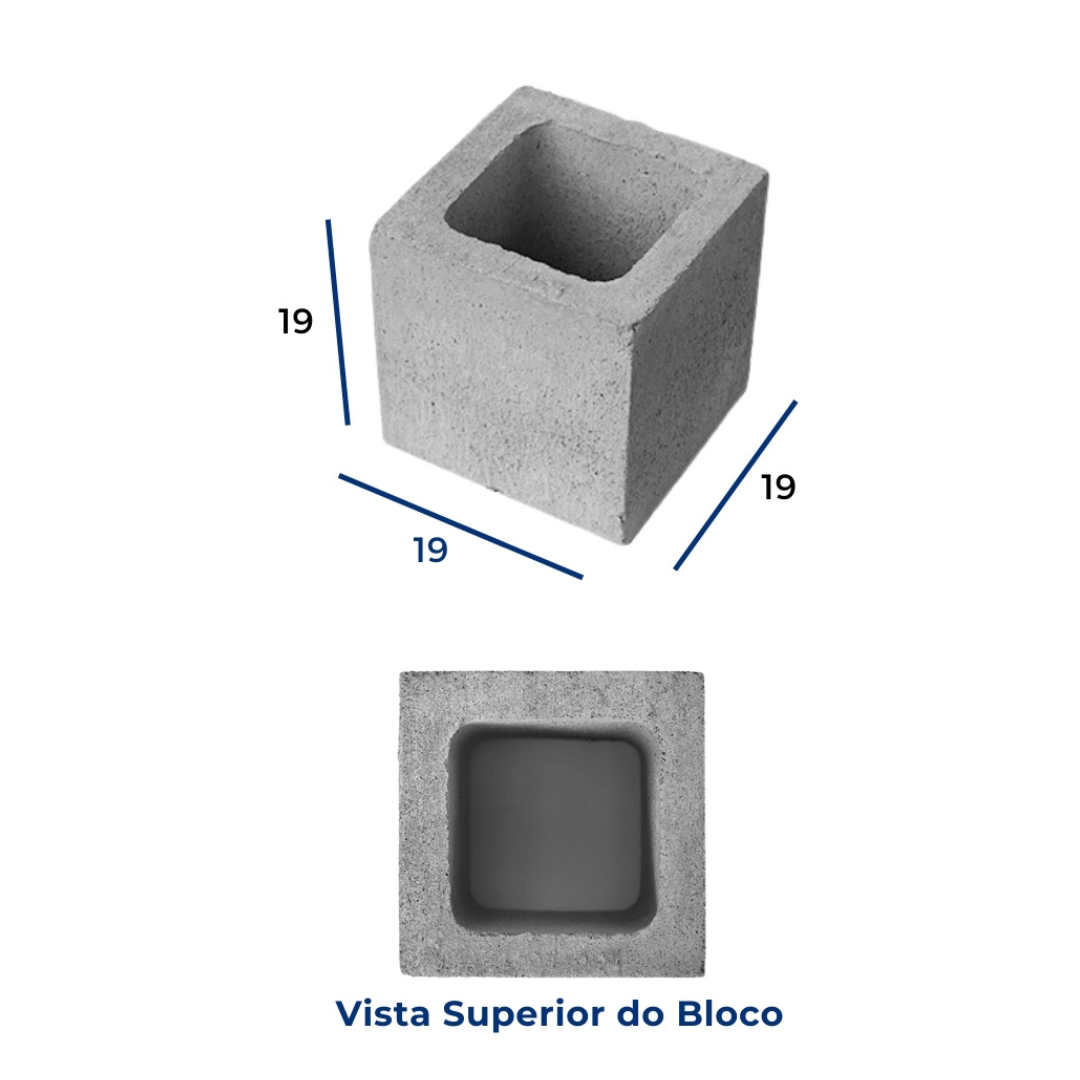 Meio Bloco de concreto 19x19x19 cm